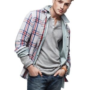 Red and Blue Plaid Button Down Shirt